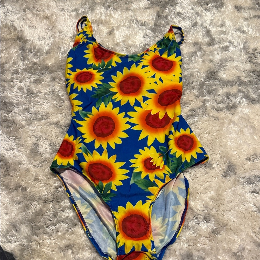 Sunflower Print One-Piece Swimsuit